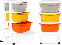 ModernHOME Görgős műanyag tárolópolc 4 színes fiókkal, 74×35, 5×36 cm (PJJCBS0012-04A)