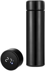 Herzberg Travel Rozsdamentes acél termosz, LCD hőmérséklet-kijelzővel, 500 ml, fekete (HG-04227)