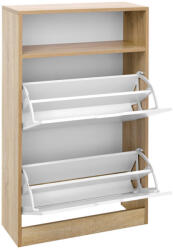 VASAGLE Skandináv Cipősszekrény Nyitott Polccal Fehér-Natúr (EUZ-LBC04NW) - platinashop