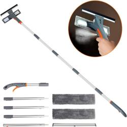 MACVI Macvi® professzionális ablaktisztító, 193 cm-ig kihúzható nyél, vízpermetező funkció, mellékelt mikroszálas kendő, csíkmentes tisztítás (MCV-2126) Ablaktisztító