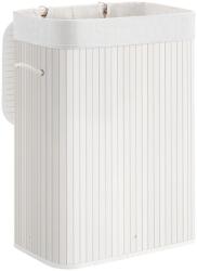 Songmics Coș de rufe bambus alb 72L, capac, sac bumbac, 40x30x60 cm (LCB010W01)