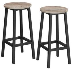 Vasagle Set 2 scaune de bar industriale greige, 65 cm, oțel, compact (LBC032B02)