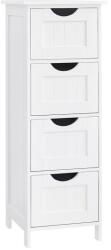 VASAGLE Dulap compact alb cu 4 sertare VASAGLE pentru baie și hol (LHC40W) Raft