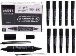 LEAN TOYS 10 darabos LEAN TOY kétvégű filctoll készlet, vízálló, fekete (20725)