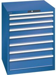 Lista műhelyfiókos szekrény, 717x725x850 mm, 8 fiók, sötétkék