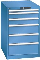 Lista műhelyfiókos szekrény, 6 fiók = 1x 50 + 2x 100 + 2x 150 + 1x 200 mm, 564x725x850 mm, kék