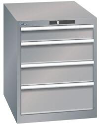 Lista műhelyfiókos szekrény, 564x725x700 mm, 4 fiók, szürke/ezüst