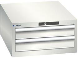 Lista műhelyfiókos szekrény, 2 fiók = 2x 100mm, 564x725x283mm, világosszürke