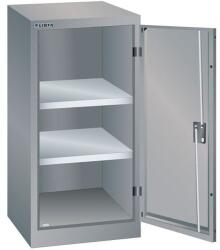 Lista műhelyszekrény polcokkal, 500x500x1000 mm, 2 polc, szürke/ezüst - manutan - 219 316 Ft