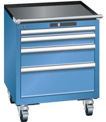 Lista mobil műhelyfiókos szekrény, 411x725x723 mm, 4 fiók, kék