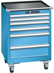 Lista mobil műhelyfiókos szekrény, 564x572x840 mm, 6 fiók, világoskék