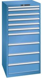Lista műhelyfiókos szekrény, 717x725x1450 mm, 10 fiók, teherbírás 75 kg, kék