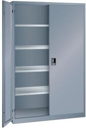 Lista műhelyszekrény polcokkal, 1250x580x1950 mm, tömör ajtók, sötétszürke