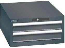 Lista műhelyfiókos szekrény, 2 fiók = 2x 100mm, 564x725x283mm, fekete