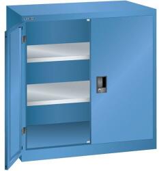 Lista műhelyszekrény polcokkal, 1000x400x1000 mm, tömör ajtó, kék