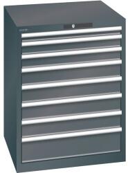 Lista műhelyfiókos szekrény, 717x725x850 mm, 8 fiók, fekete