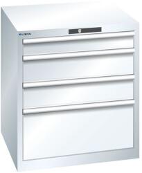 Lista műhelyfiókos szekrény, 717x725x800 mm, 4 fiók, fehér - manutan - 622 643 Ft