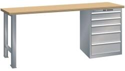 Lista Műhely munkapad LISTA, 1500x700x890 mm, teherbírás 1500 kg, 5 fiók, szürke/ezüst