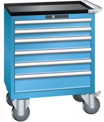 Lista mobil műhelyfiókos szekrény, 6 fiók = 717x572x962 mm, világoskék