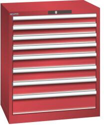 Lista műhelyfiókos szekrény, 717x572x850 mm, 8 fiók, piros