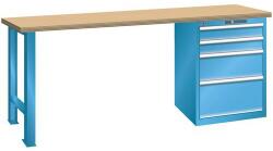 Lista Műhely munkapad LISTA, 1500x700x840 mm, 4 fiók, teherbírás 1500 kg, világoskék