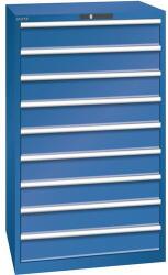 Lista műhelyfiókos szekrények, 9 fiók = 9x150mm, fiók teherbírás 75kg, 870x725x1450mm, sötétkék