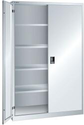 Lista műhelyszekrény polcokkal, 1250x400x1950 mm, tömör ajtók, szürke