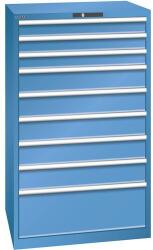 Lista műhelyfiókos szekrények, 9 fiók = 3x100mm +5x150 +1x300mm, fiók teherbírása 200kg, 870x725x1450mm, kék