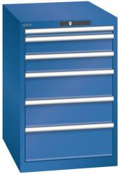 Lista műhelyfiókos szekrény, 6 fiók = 1x 50 + 2x 100 + 2x 150 + 1x 200 mm, 564x725x850 mm, sötétkék
