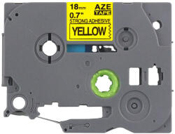 AIMO Banda laminata cu adeziv puternic compatibila Brother TZe-S641, 18 mm, negru pe galben, pentru suprafete plane, identificare industriala si marcaje de siguranta (BHATZES641)