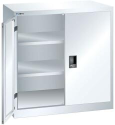 Lista műhelyszekrény polcokkal, 1000x580x1000 mm, tömör ajtók, fehér