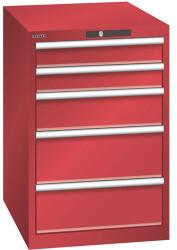 Lista műhelyfiókos szekrény, 5 fiók = 2x 100 + 1x 150 + 2x 200 mm, 564x725x850 mm, piros
