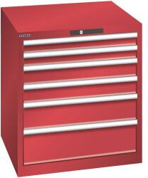 Lista műhelyfiókos szekrény, 717x725x800 mm, 4 fiók, piros - manutan - 747 967 Ft