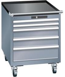 Lista mobil műhelyfiókos szekrény, 564x725x723 mm, 5 fiók, sötétszürke