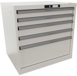 Lista műhelyfiókos szekrény, 5 fiók = 2x75 + 2x100 + 1x250 mm, 717x572x700 mm, fehér