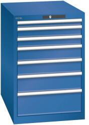 Lista műhelyfiókos szekrény, 7 fiók = 1x 50 + 2x 75 + 2x 100 + 1x 150 + 1x 200 mm, 564x725x850 mm, sötétkék