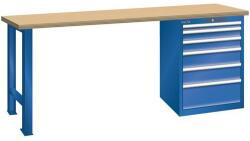 Lista Műhely munkapad LISTA, 1500x700x890 mm, teherbírás 1500 kg, 6 fiók, rikítókék