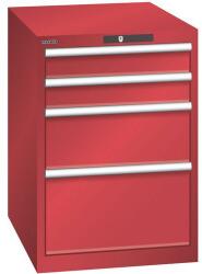 Lista műhelyfiókos szekrény, 564x725x800 mm, 4 fiók, piros