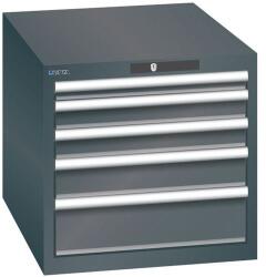 Lista műhelyfiókos szekrény, 564x725x533 mm, 5 fiók, fekete