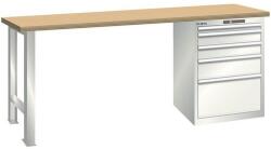 Lista Műhely munkapad LISTA, 1500x750x840 mm, 5 fiók, teherbírás 1500 kg, világosszürke