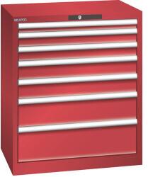 Lista műhelyfiókos szekrény, 7 fiók = 1x50 + 2x75 + 2x100 + 1x150 +1x200mm, 717x572x850mm, piros