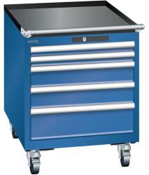 Lista mobil műhelyfiókos szekrény, 564x725x723 mm, 5 fiók, sötétkék