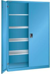 Lista műhelyszekrény polcokkal, 1250x400x1950 mm, tömör ajtók, világoskék