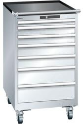 Lista mobil műhelyfiókos szekrény, 7 fiók = 1x50 + 2x75 + 2x100 + 2x150mm, 564x725x990mm, szürke