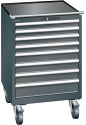 Lista mobil műhelyfiókos szekrény, 717x725x1112 mm, 7 fiók, fekete - manutan - 1 157 376 Ft