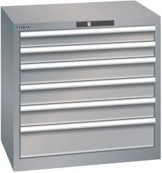 Lista műhelyfiókos szekrény, 717x572x700 mm, 6 fiók, szürke/ezüst