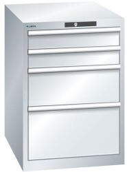Lista műhelyfiókos szekrény, 564x725x800 mm, 4 fiók, szürke