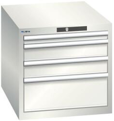 Lista műhelyfiókos szekrény, 564x725x533 mm, 4 fiók, világosszürke