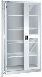 Lista műhelyszekrények polcokkal, 1000x400x1950 mm, plexi ajtók, szürke