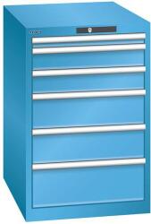 Lista műhelyfiókos szekrény, 6 fiók = 1x 50 + 2x 100 + 2x 150 + 1x 200 mm, 564x725x850 mm, világoskék
